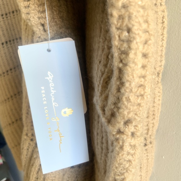 Spiritual Gangster Cassey Wool Blend Open Stitch Cardigan Tan Carmel Womens  NWT - Picture 11 of 16